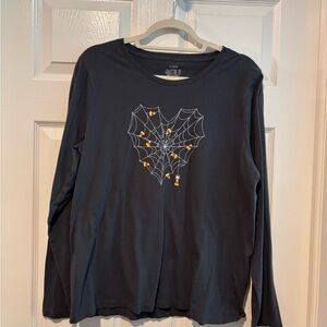 JCrew Gray Long Sleeve TShirt with Halloween Design, Size XL
